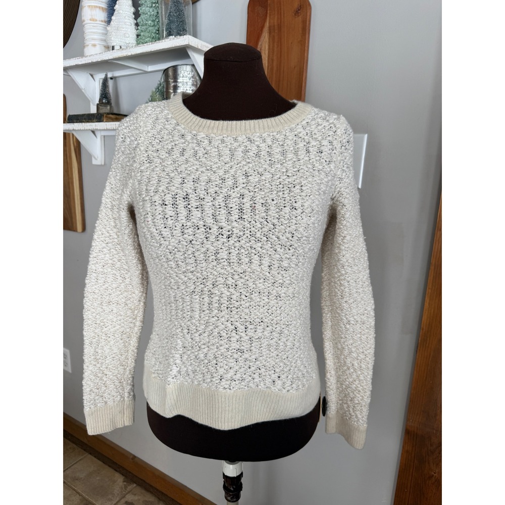 Moth Anthropologie Ivory Wool Blend Popcorn Knit Crewneck Sweater Womens Medium